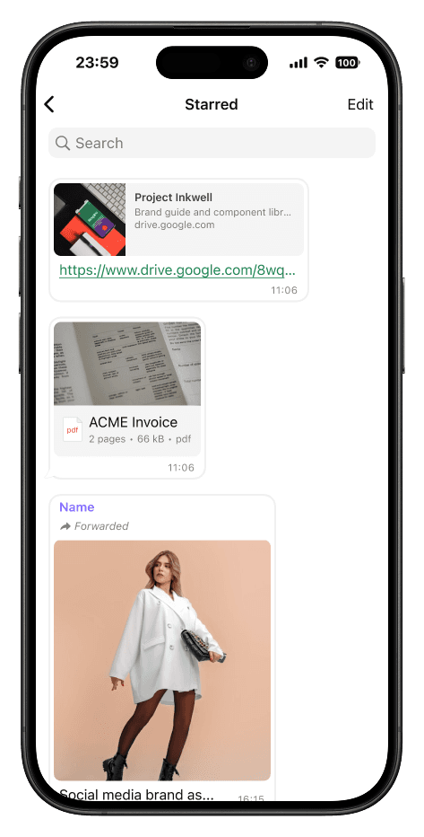 Whatsapp chats with starred messages